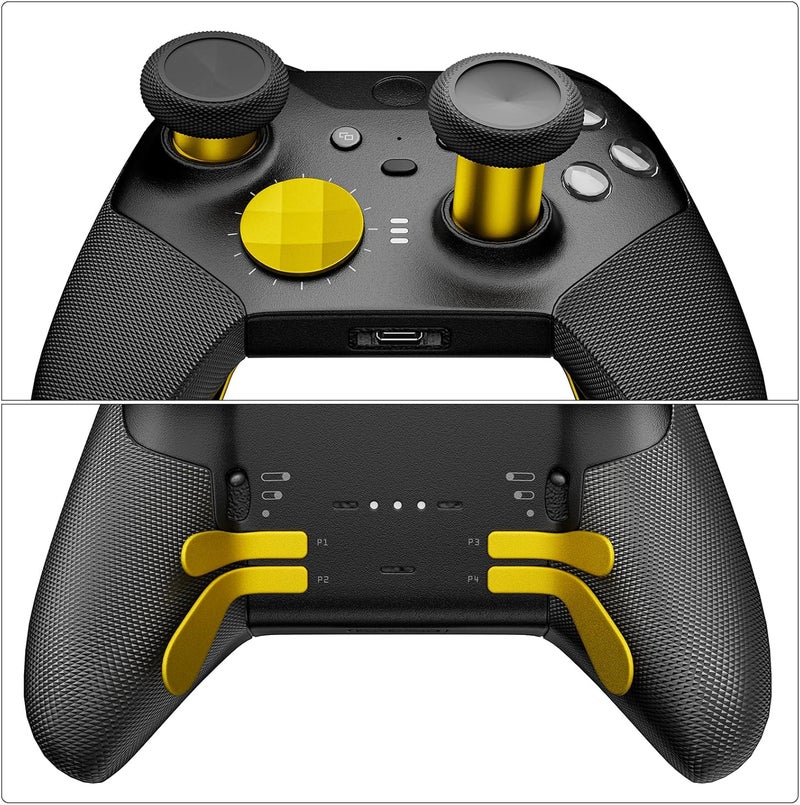 ZAPOLEX 14-in-1 Controller Accessories Kit Compatible with Xbox Elite Series 2, 6 Premium Metal Thumbsticks, Swap Joysticks, 4 Interchangeable Paddles, 2 D-Pads, 1 Tool & 1 Storage Bag (Bright Gold) - Image 3